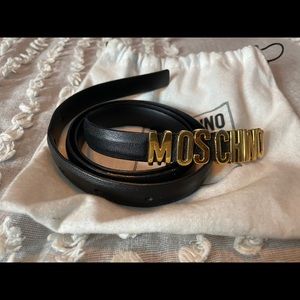 Moschino - Thin Leather Gold Belt